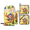 Retro Western Cowgirl Lady Potholders, Non-Slip Oven Mitts view 1