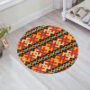 Navaho-Style Printed Round Rug, Soft Flannel, Non-Slip, Washable, 61 cm view 2