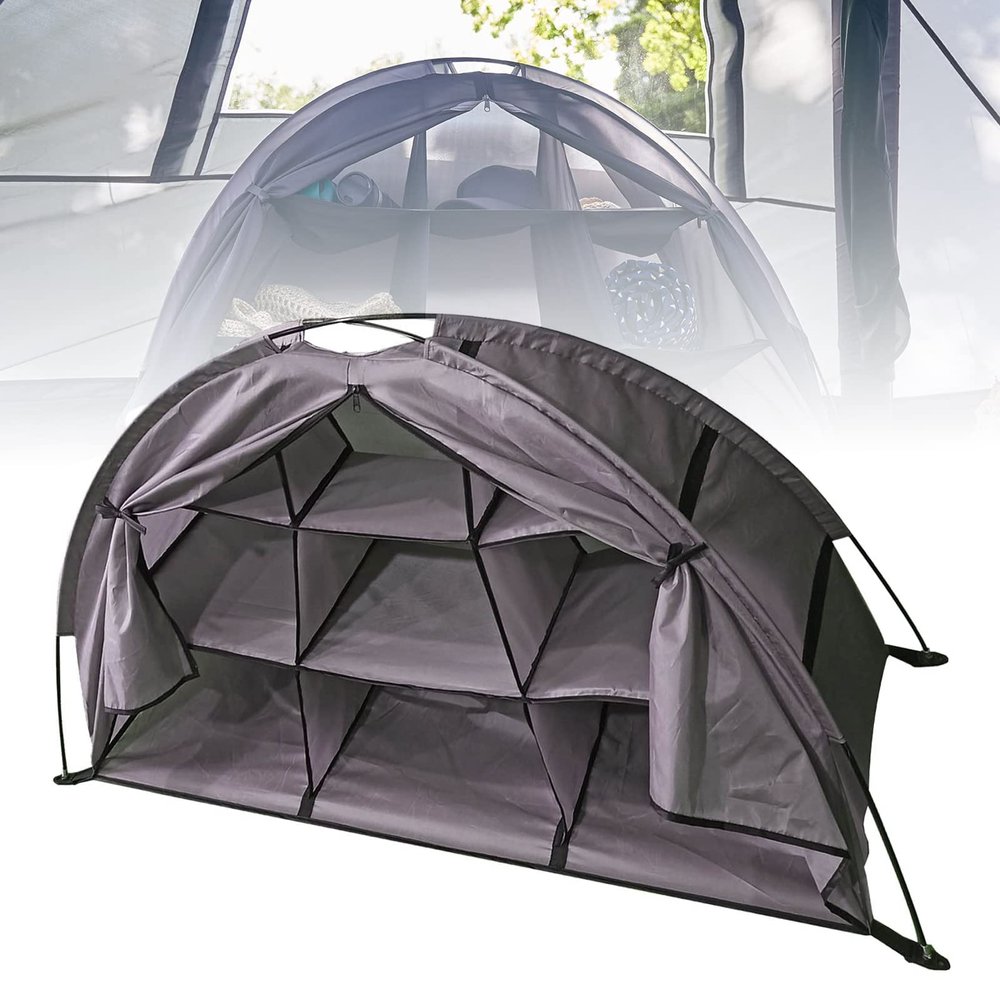 YUNYN Camping Shoe Organizer, Tent and RV Storage Organizer, 210D Oxford Fabric, 9 Shelves, Foldable, Brown