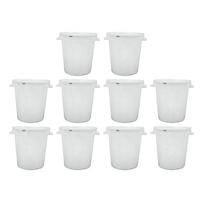 PROREGAL Super Value Set of 10 Plastic Containers, White, 50 L