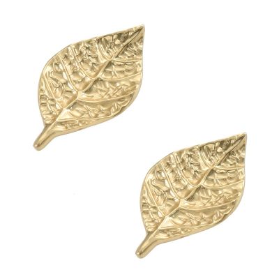 PILYON Brass Cabinet Knobs, 2-Pack, Golden Leaf, 33 x 61 mm