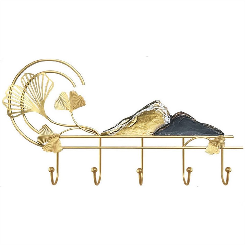 Wall-Mounted Coat Rack with Metal Hooks, 5 Hooks