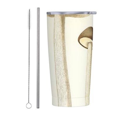 Mushroom Stainless Steel Tumbler with Lid and Straw, 590 ml