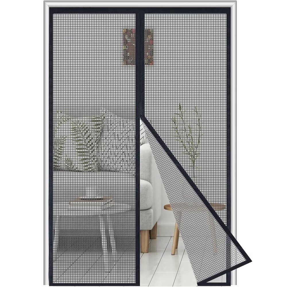 Fiberglass Magnetic Screen Door, 115 x 190 cm, Black