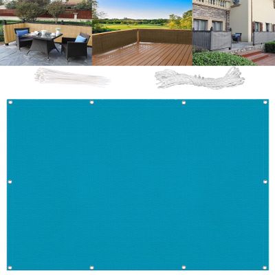 AMZYU Balcony Privacy Screen Without Drilling, 75 x 500 cm, Blue