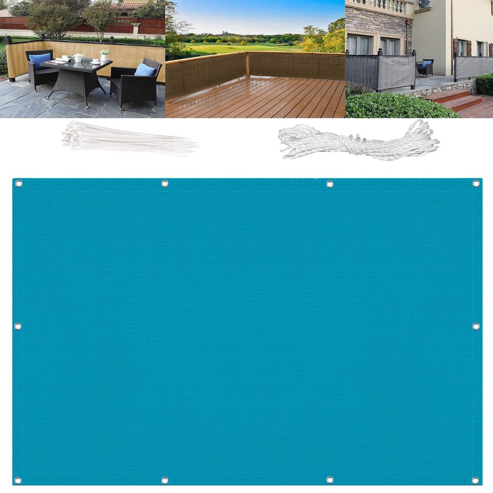 AMZYU Balcony Privacy Screen Without Drilling, 75 x 500 cm, Blue