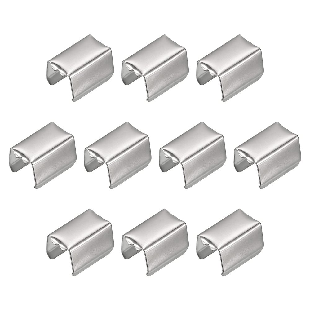 Sourcing Map 200-Piece Fold-Over Crimp Ends, 15 x 9 mm, White Nickel