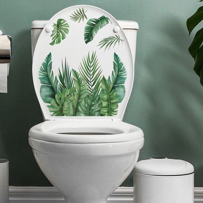 Fopytu Green Plant Leaves Toilet Seat Sticker