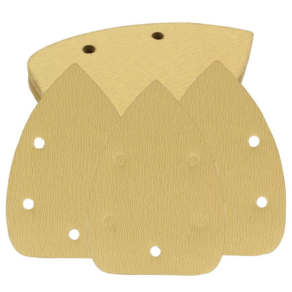 Cionyce 50-Piece Mouse Detail Sander Sandpaper, 60/80/120/240/320 Grit, 5-Hole Hook-and-Loop, 140 mm, Yellow