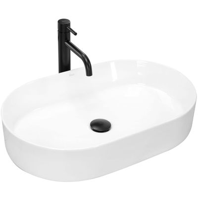 Rea Nadia 60 Countertop Washbasin, White Ceramic, 610 x 385 x 120 mm