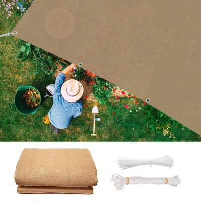 Garden Privacy Screen 1.4 x 9 m, Breathable Sun Shade Net, Khaki