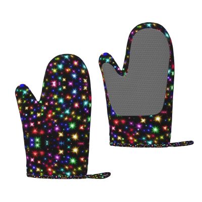 Bright Beautiful Colorful Art-Printed Silicone Oven Mitts, Set of 2