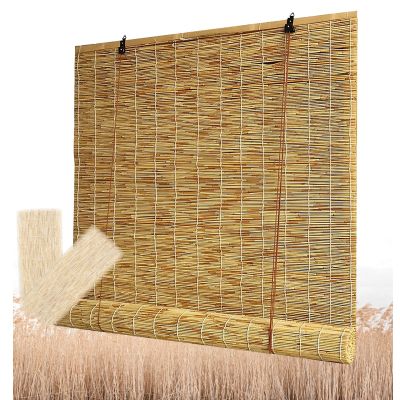 Natural Reed Roman Shade, 70% Light Filtering, Handwoven, Waterproof, W50 x H200 cm