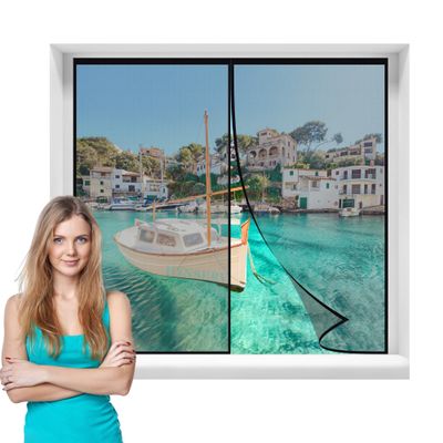 Magnetic Insect Screen for Windows, Black, 90 x 155 cm