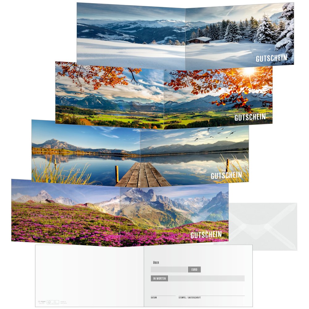 Sigel A6 Gift Voucher Cards, 12 Count, with Transparent Envelopes