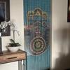 Beaded Curtain, Natural Wood, Boho Door Beads, Bohemian Door Curtain, 90 x 203 cm, Handmade, Hand-Painted (Hamsa) view 1