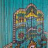 Beaded Curtain, Natural Wood, Boho Door Beads, Bohemian Door Curtain, 90 x 203 cm, Handmade, Hand-Painted (Hamsa) view 2