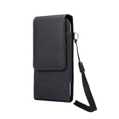 DFV mobile Leather Holster Pouch Card Holder with 360° Swivel Belt Clip for Sony Xperia ACE II SO-41B (2021) - Black