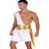 Winying Men's Gladiator Costume One-Shoulder Roman Warrior Outfit with Roman Skirt, White, XL view 2