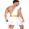 Winying Men's Gladiator Costume One-Shoulder Roman Warrior Outfit with Roman Skirt, White, XL view 3