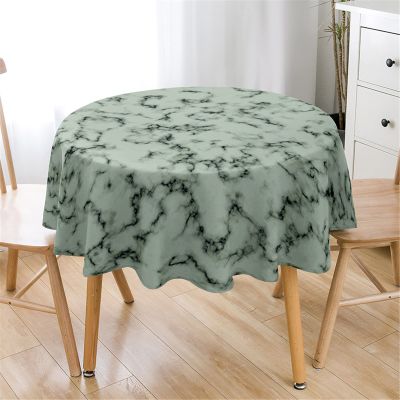 Highdi 3D Marble Crystal Round Tablecloth, Washable, Waterproof, Stain-Resistant, Easy-Care Lotus Effect, 110 cm, Green