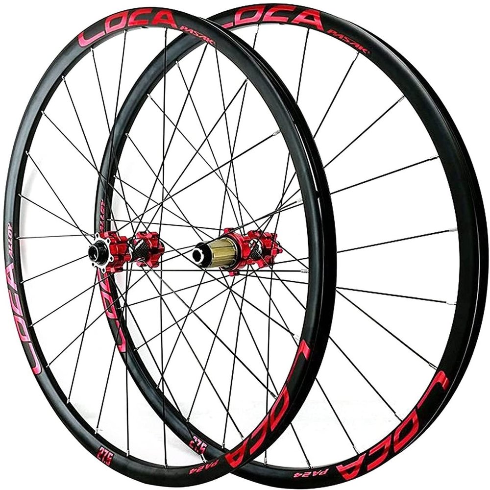 ZECHAO 700C Bicycle Wheelset, Lightweight Aluminum, Disc Brake, 8–12-Speed, Red-1