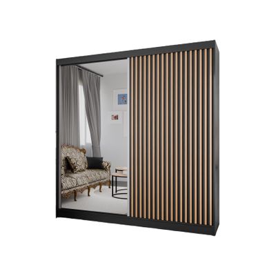 Margaret Hadas24 Lili Wardrobe with Slatted Doors and Mirror, 200 cm, Brown/Black