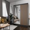 Margaret Hadas24 Lili Wardrobe with Slatted Doors and Mirror, 200 cm, Brown/Black view 2