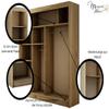 Margaret Hadas24 Lili Wardrobe with Slatted Doors and Mirror, 200 cm, Brown/Black view 4