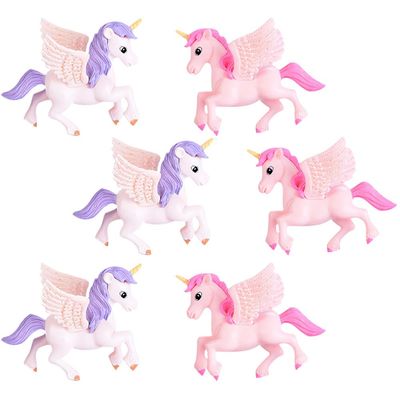 jojofuny Miniature Unicorn Ornaments, 6-Piece Set, Winged Figures