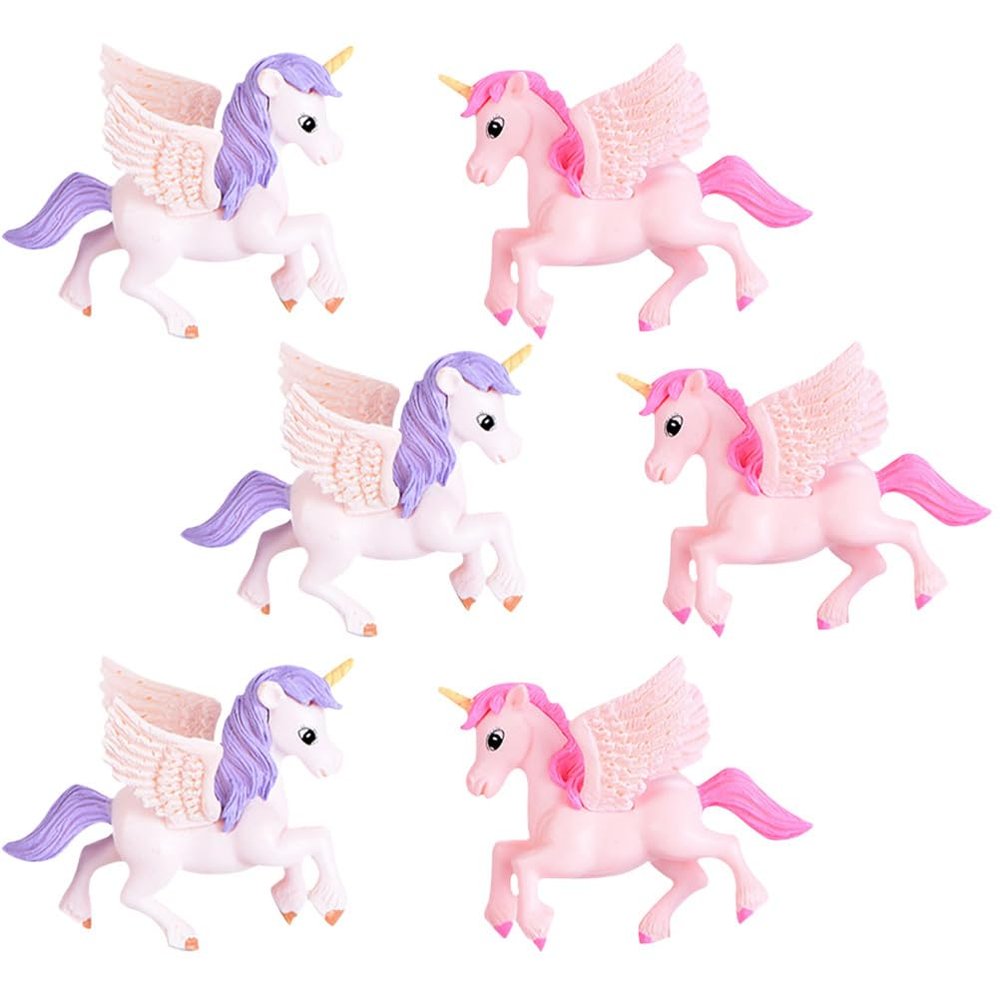 jojofuny Miniature Unicorn Ornaments, 6-Piece Set, Winged Figures