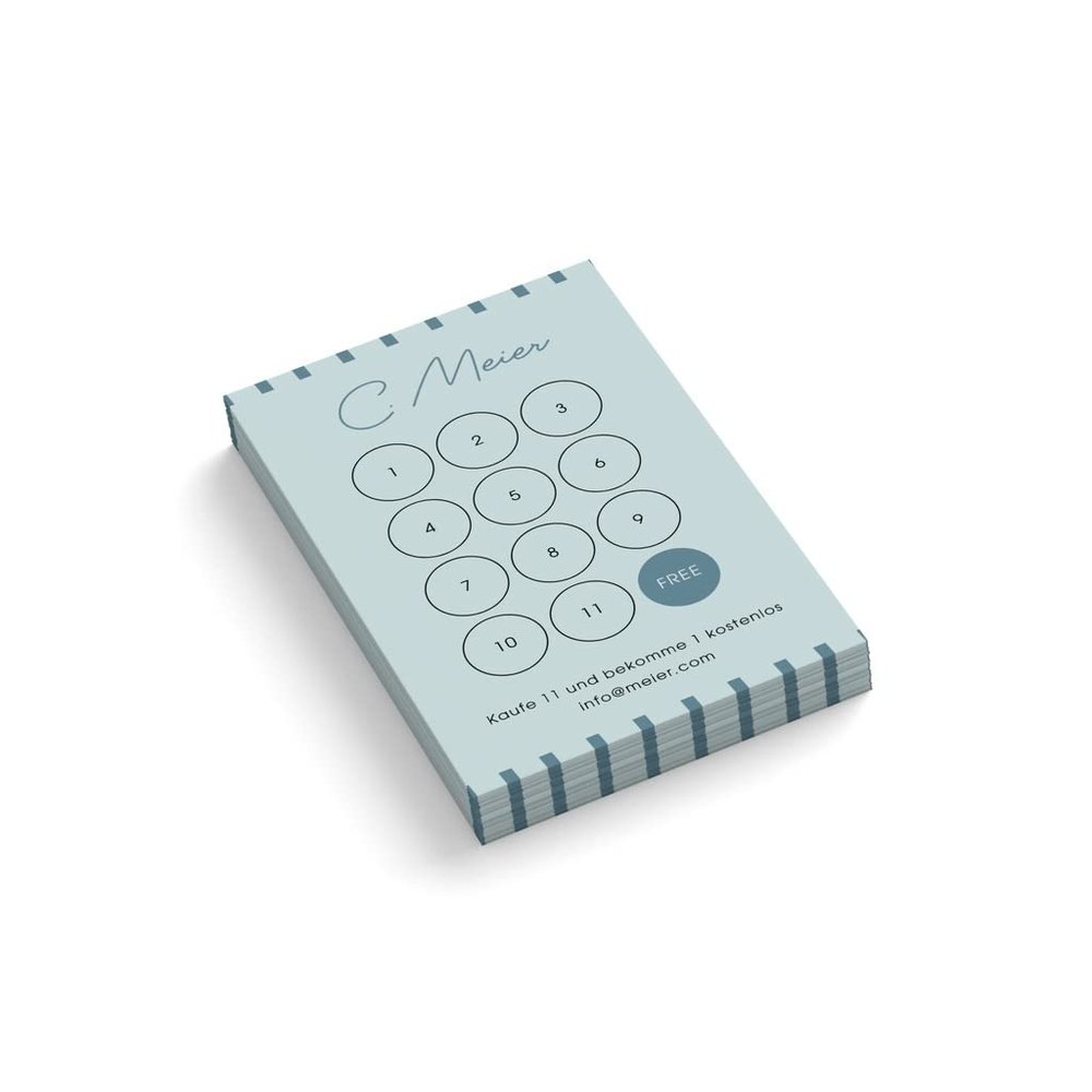 Personalized Beauty Loyalty Cards, Portrait, Cyan, 100 pcs
