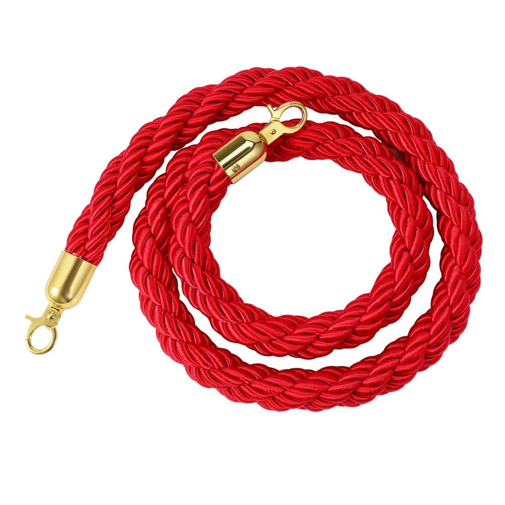LIDCOM VIP Braided Rope Barrier, Red, 0.9 m/3 ft/36 in