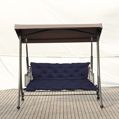 Outdoor 2/3-Seater Bench Cushion with Backrest, Waterproof, Navy Blue, 120 x 100 x 10 cm