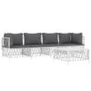 vidaXL 5-Piece Garden Lounge Set with Cushions, White Steel view 1