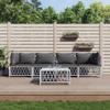 vidaXL 5-Piece Garden Lounge Set with Cushions, White Steel view 2