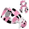 HOHODIY Pink and Black Polka Dot Work Cap with Hair Tie and Bow for Women with Long Hair, Multicolor 01, M/L view 1