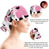 HOHODIY Pink and Black Polka Dot Work Cap with Hair Tie and Bow for Women with Long Hair, Multicolor 01, M/L view 3