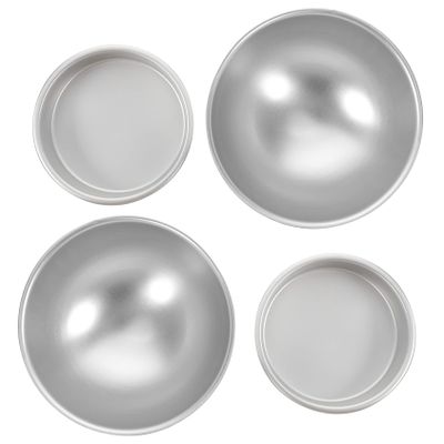 HEMOTON Creative Aluminum Alloy Cake Mold, 2-Piece Hemispherical Baking Mold for Football and Basketball, Silver