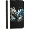 KX-Mobile Flip Faux Leather Case for iPhone X, Design 3526: Two Gray Dragons view 1