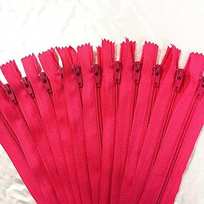 10-Piece Mixed Nylon Zipper Set, Rose Pink, 20 cm