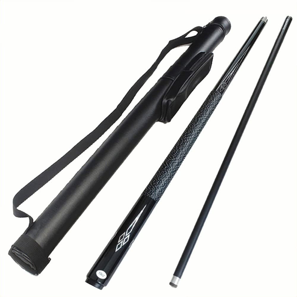 57-Inch Carbon Black Maple Pool Cue, 19 oz, 1/2-Piece Cue Stick Kit