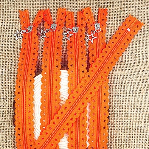10-Pack #3 Star-Tip Nylon Zippers, 40 cm (16 in), Orange