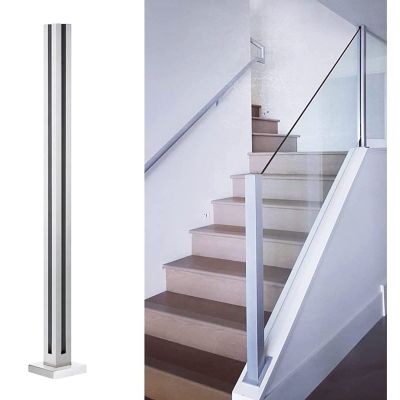 304 Stainless Steel Railing Post for 10/12 mm Panels, Corner, 80 cm