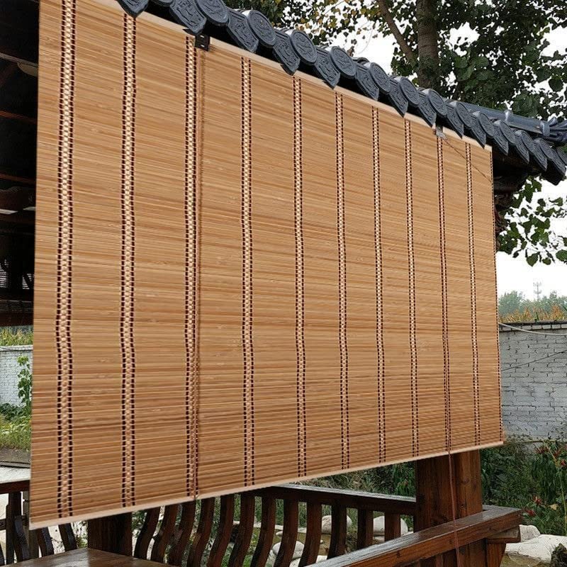 Retro Bamboo Roller Blind - Natural Wood Shade for Sunlight and Privacy, Adjustable for Doors and Windows