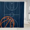 feelingyou Basketball Court Print Shower Curtain, Blue, with Hooks view 1
