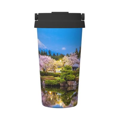 YUNKOU Mount Fuji Cherry Blossom Insulated Travel Mug