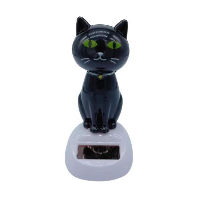 HZADY Cute Solar-Powered Bobblehead Cat Car Ornament, Color A