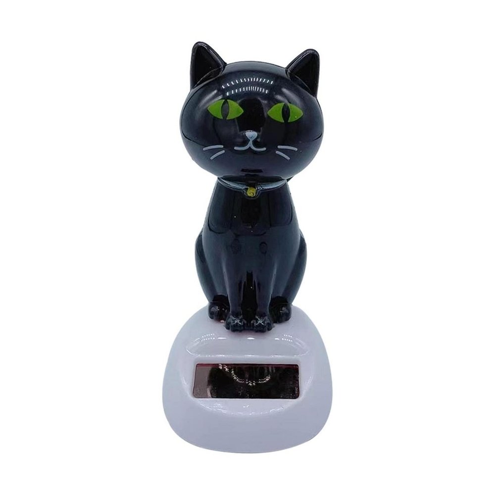 HZADY Cute Solar-Powered Bobblehead Cat Car Ornament, Color A