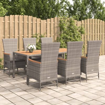 Yolola 6-Person Gray PE Rattan Garden Dining Set with 6 Adjustable Chairs